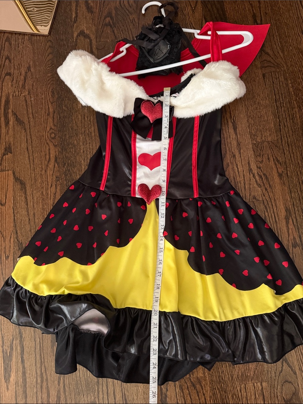 Leg Avenue Red, Black, Yellow Queen of Hearts Mini Dress Sexy Halloween Costume - Picture 13 of 13